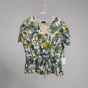 NWT Floral V-Neck Blouse | Lightweight Feminine Casual Top